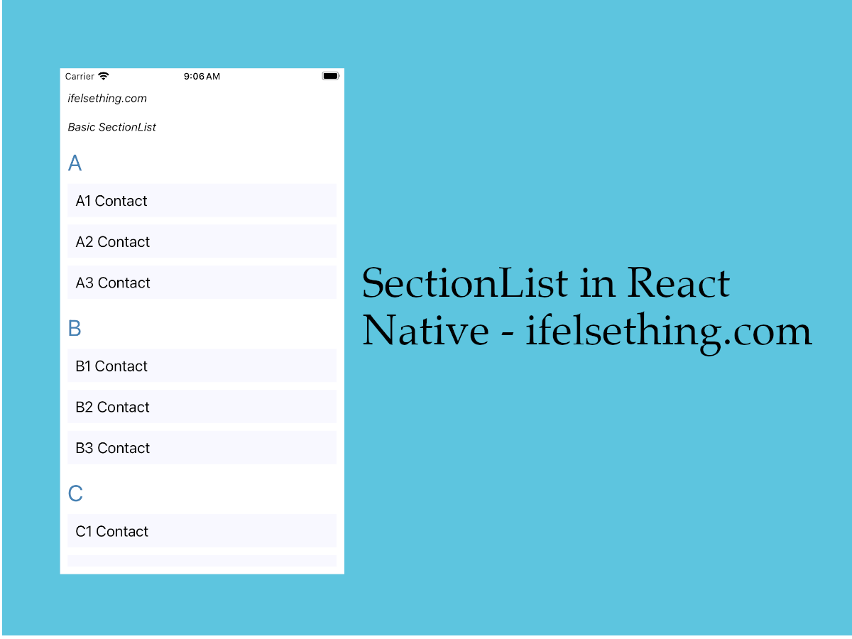 basic sectionlist in a react native